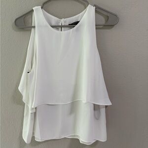 Forever 21 White Layered Chiffon Sleeveless Blouse Size S